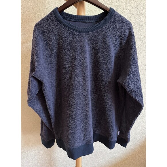 Vtg Patagonia Men's Fleece Pullover Sweatshirt Navy Blue Gorpcore Hiking Camping - Picture 3 of 10